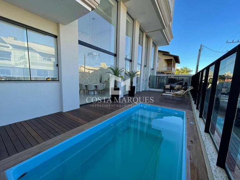 Apto NOVO, com piscina, 250m da praia